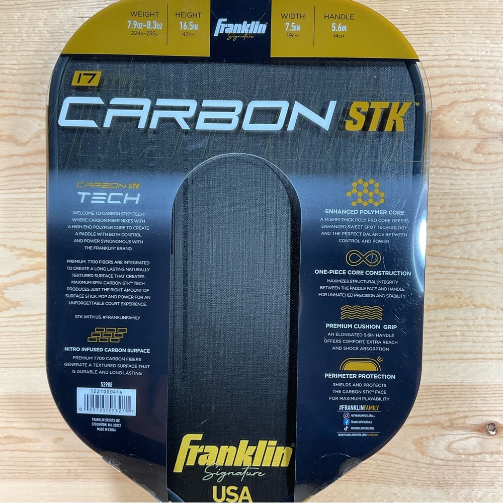 NEW Franklin Sports Signature Series Carbon STK Pickleball Paddle
JW Johnson - Picture 4 of 10